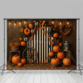 Aperturee - Aperturee Stripes Meets Pumpkins Sweet Cake Smash Backdrop